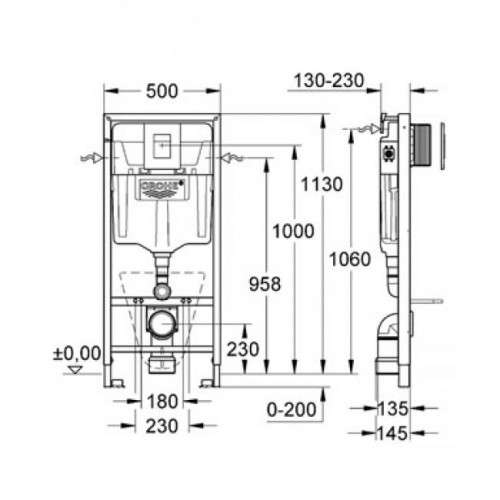 Инсталляционная система Grohe + подвесной унитаз с крышкой Soft Close (38772H10)